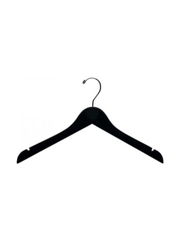 17" Black Flocked Wood Top Hanger with Notches