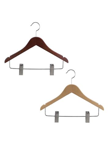 14" Wood Combo Hanger with Clips & Notches